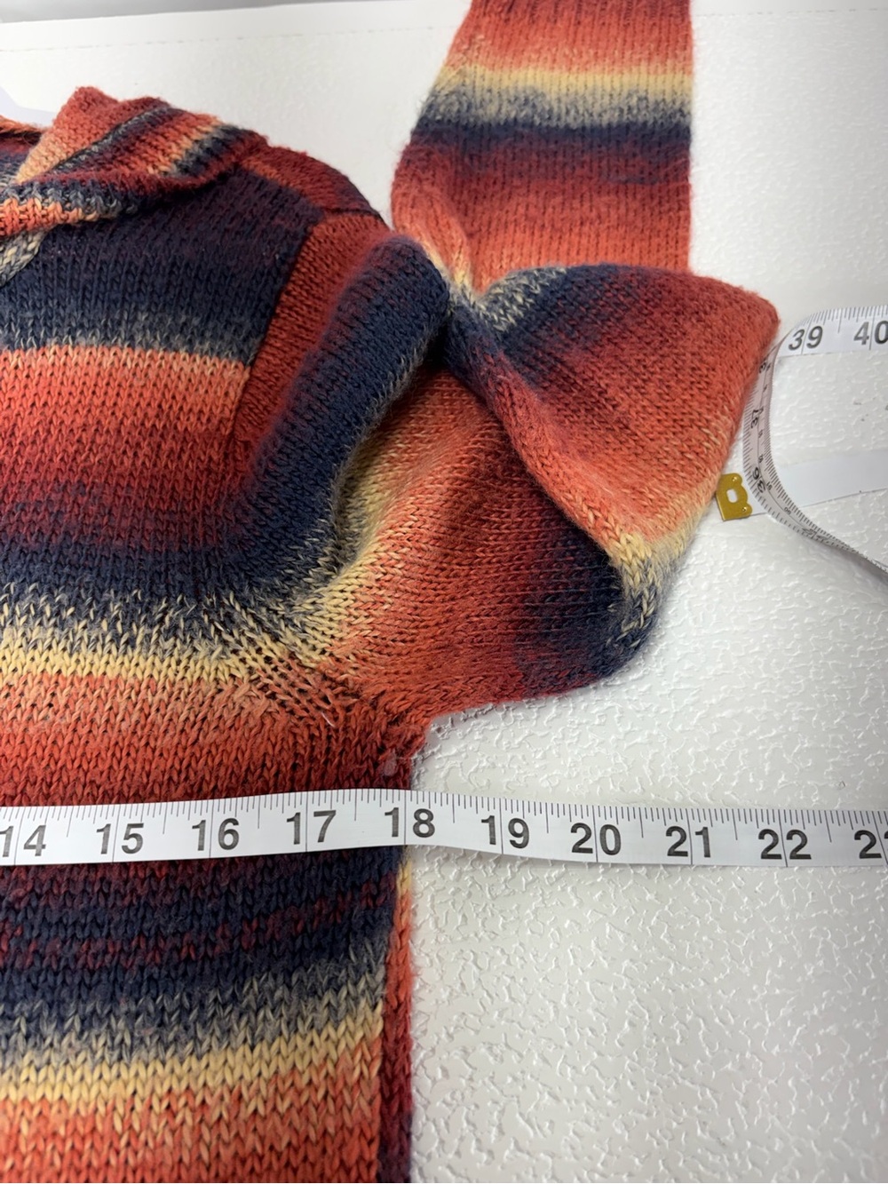 Roz & Ali Rust Navy Cream Striped Toggle Hooded Cardigan Sweater 4601 - Picture 9 of 10